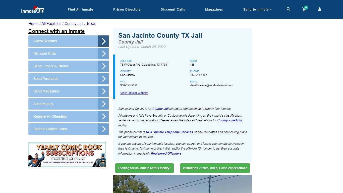 San Jacinto County TX Jail - Inmate Locator - Coldspring, TX